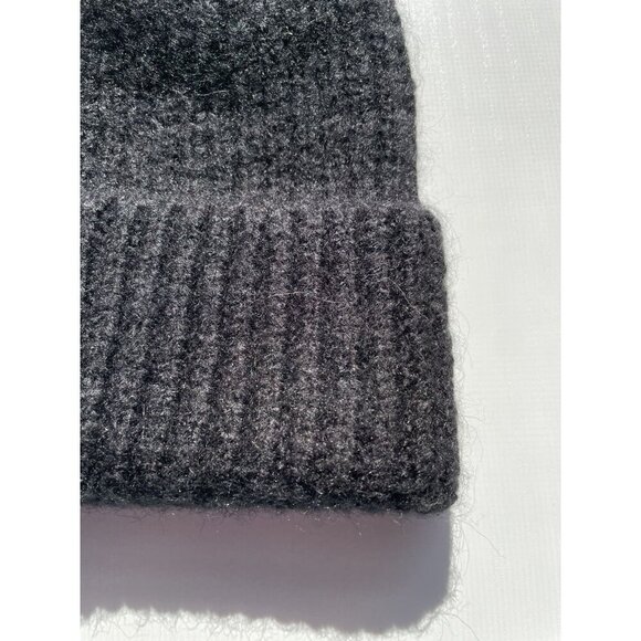 Zara Women's Medium Black Wool Blend Ribbed Chunky Knit Foldover Beanie Hat - Picture 8 of 14